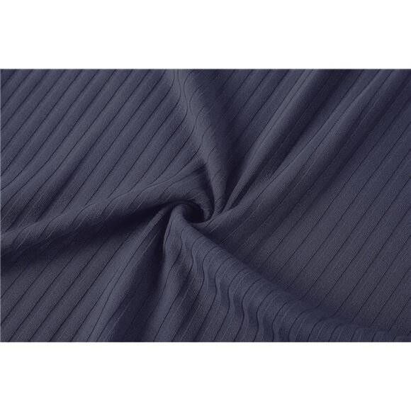 Women's High Waist Stretch Ribbed Knit Pencil Skirt Navy Blue - Picture 5 of 5